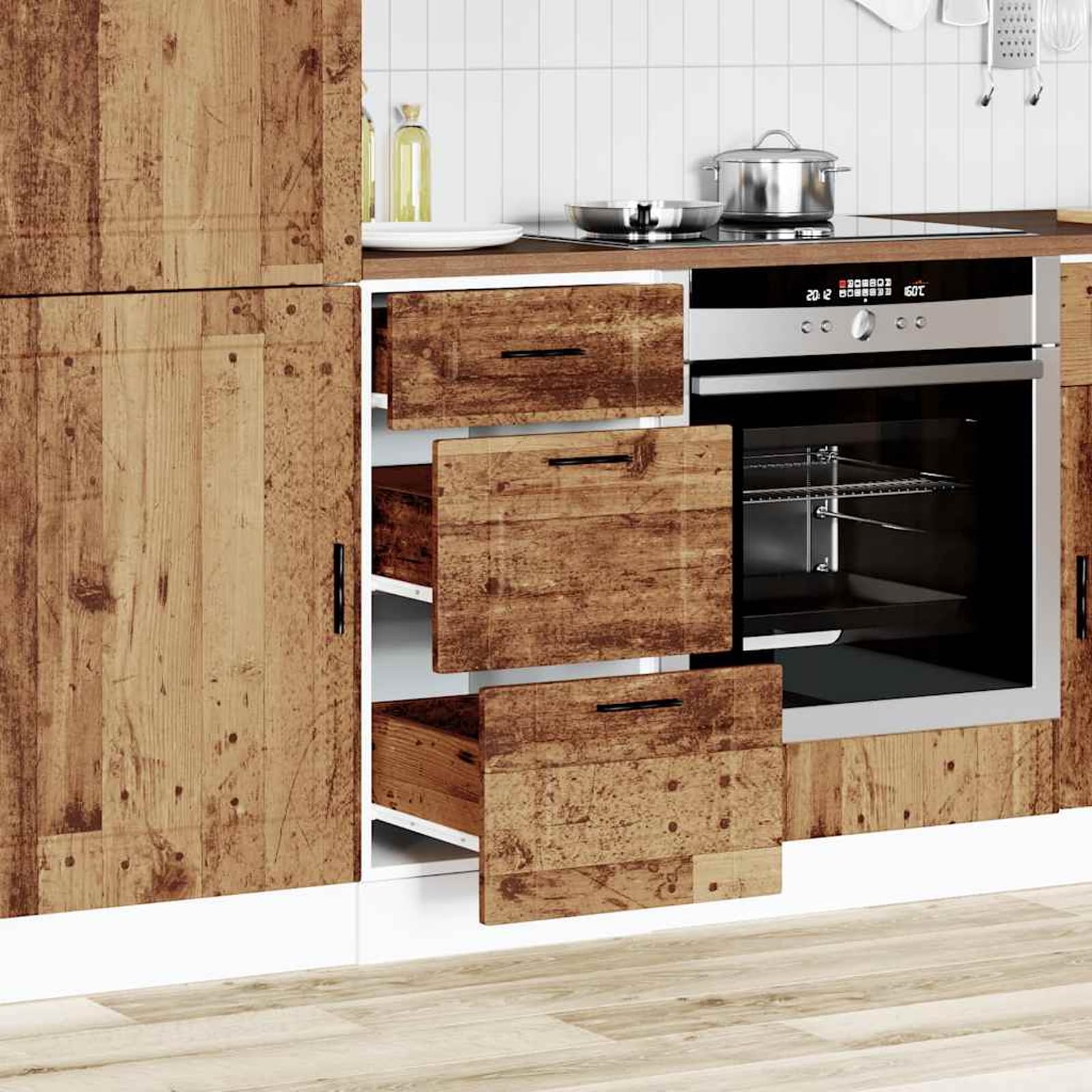 Homgoday Unterschrank Porto Altholz Holzwerkstoff 40x46x81,5 cm Küchenmöbel mit verstellbaren Füßen Model854228
