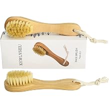 Natural Bristles Wooden Face Cleaning Brush Wood Handle Facial Cleanser Nose Scubber Exfoliating Facial Skin Care Pack of 2