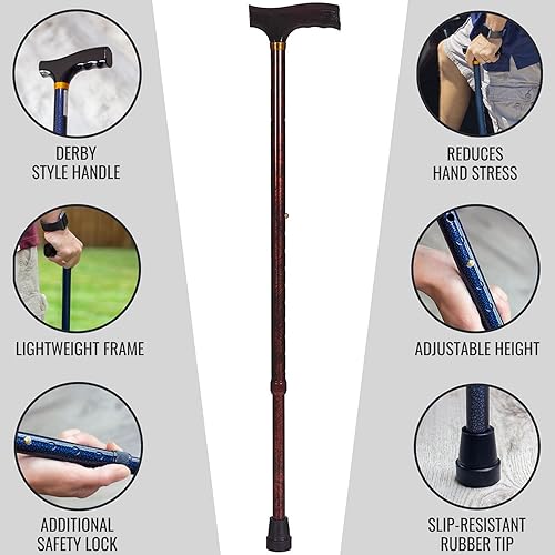 Miniatura 9 de DMI Lightweight Aluminum Adjustable Walking Cane with Derby-Top Handle for Men and Women