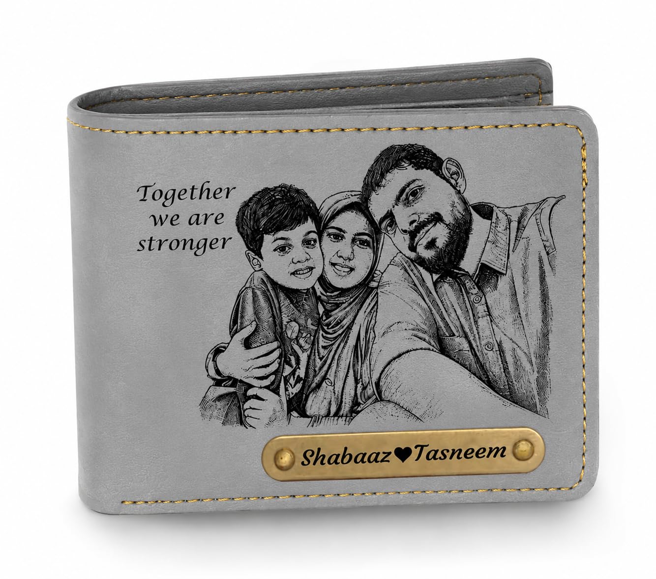 Customised Gents PU Leather Wallet with Your Image and Name Gift Hamper Set for Men Money Organizer Purse with Personalized Picture and Name on Wallet, Brown-image-34