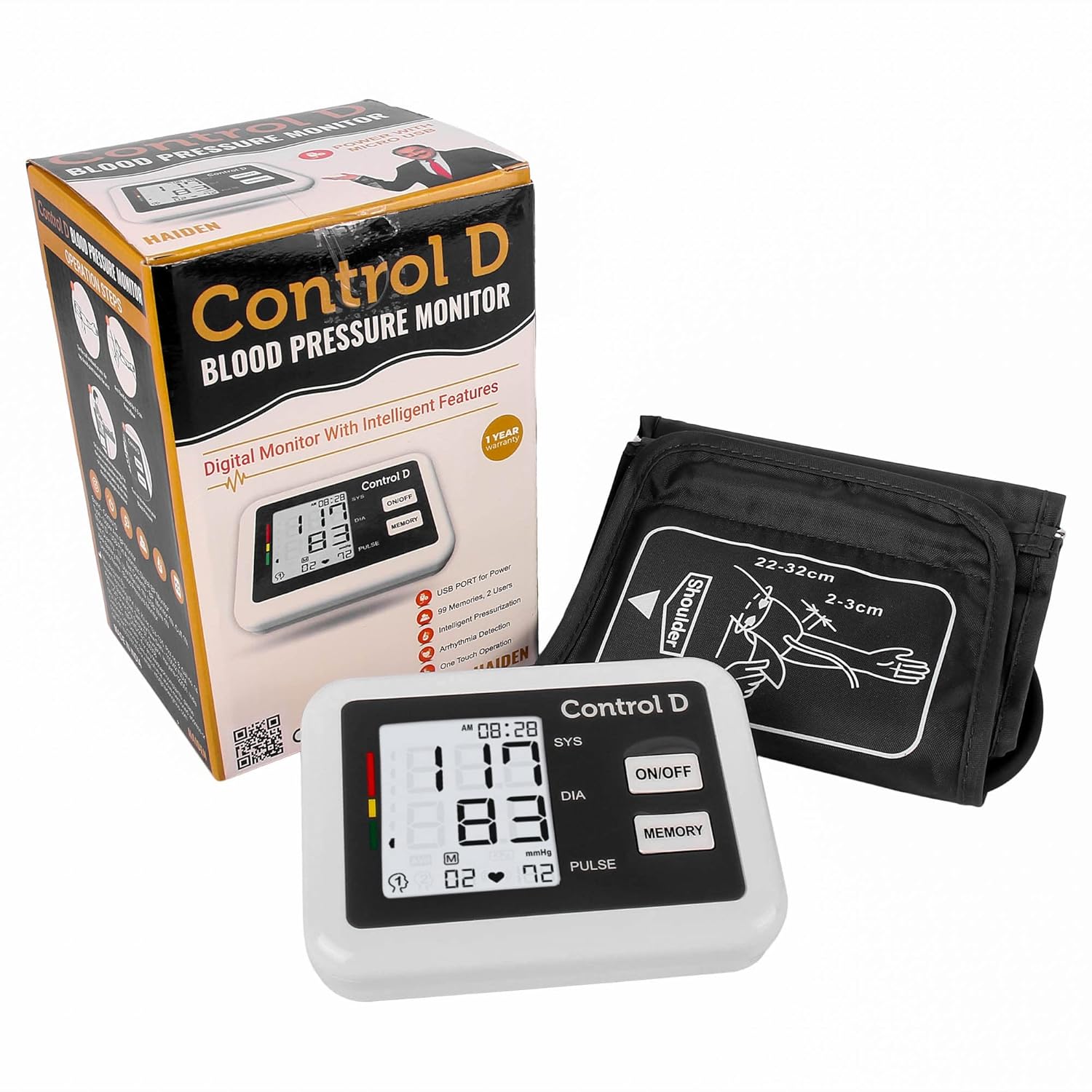 Control D BP109 USB Port Automatic Oscillometric Digital Blood Pressure Checking Machine Upper Arm Portable Digital Blood Pressure Monitor BP Machine Power With Micro USB (White and Grey) Control D BP109 USB Port Automatic Oscillometric Digital Blood Pressure Checking Machine Upper Arm Portable Digital Blood Pressure Monitor BP Machine Power With Micro USB (White and Grey)