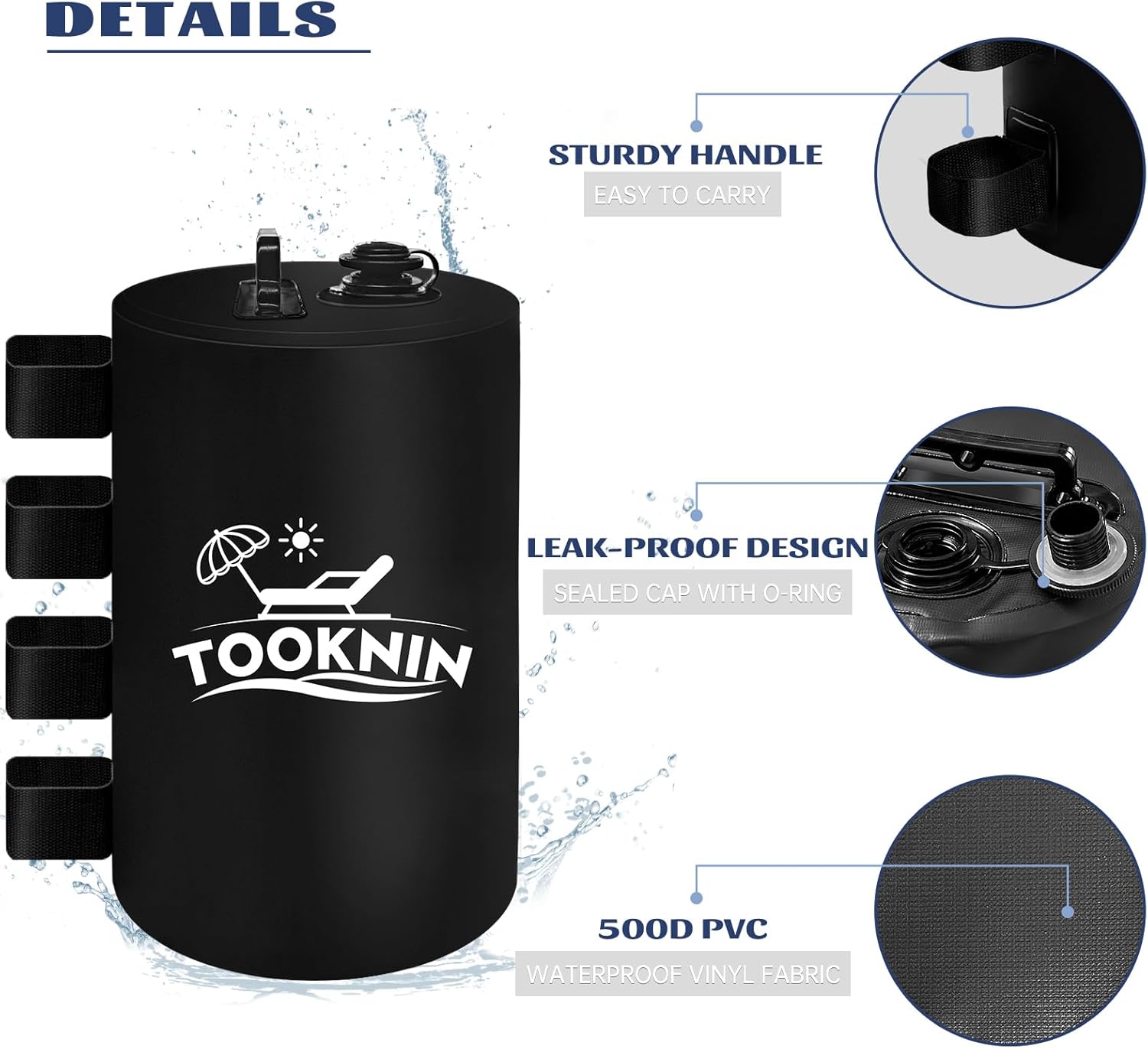 Canopy Tent Weight,202 LBS Canopy Weights Water Bags,4PCS Gazebo Weights, Heavy Duty Leg Weights for Pop Up Canopies Outdoor Shelter Umbrella Pool Ladder，Black