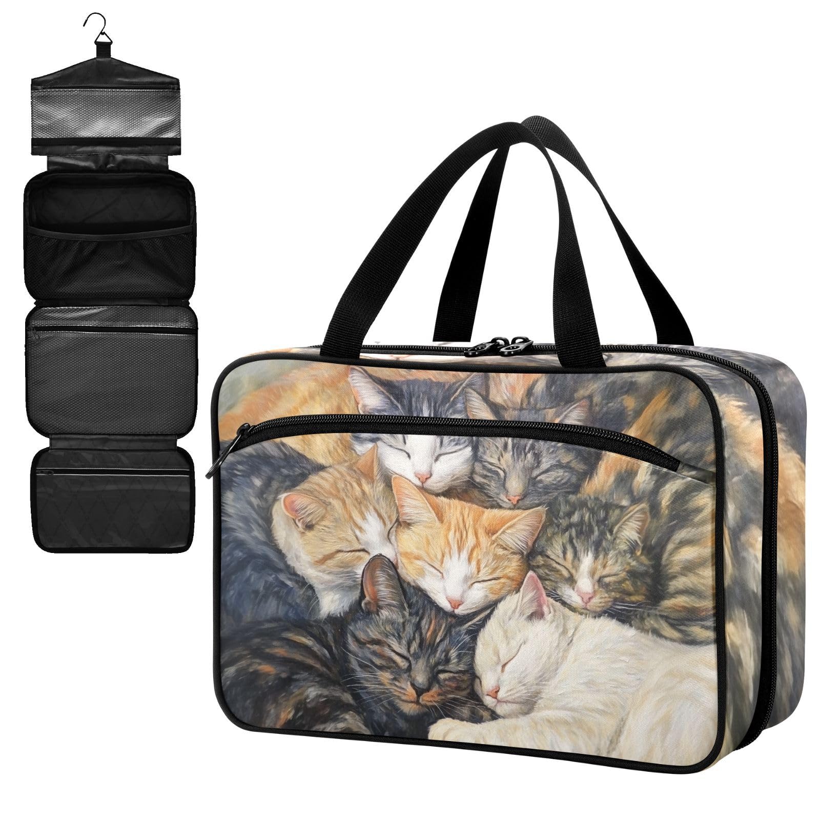 Fustylead Sleeping Huddled Cute Cats Large Medical Supplies Organizer Bag with Zipper Empty First Aid Bag Trauma Kit for Traveling Hiking Camping