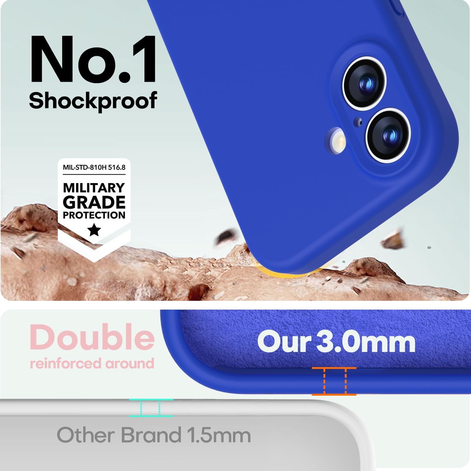 LOVE 3000 Designed for iPhone 17 Case, Premium Silicone [Compatible with Magsafe][Soft Anti-Scratch Microfiber Lining] Shockproof Protective Phone Case for Men Women 6.3", Klein Blue - Image 3