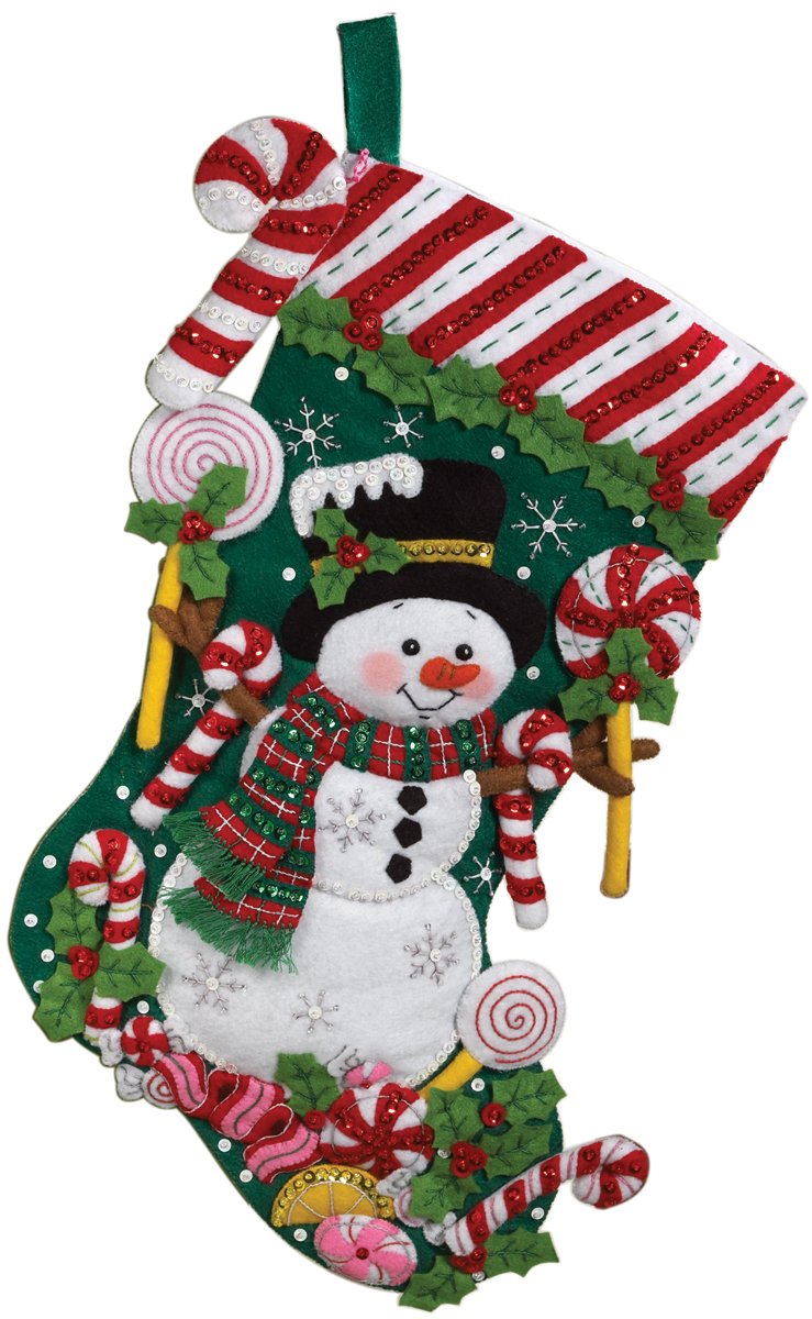 86299 Candy Snowman Stocking Felt Applique Kit, 18-Inch