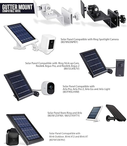 Miniatura 7 de Wasserstein Soporte de canalón compatible con anillo, Arlo, Blink, cámaras Reolink y paneles solares compatibles (paquete de 2, blanco)