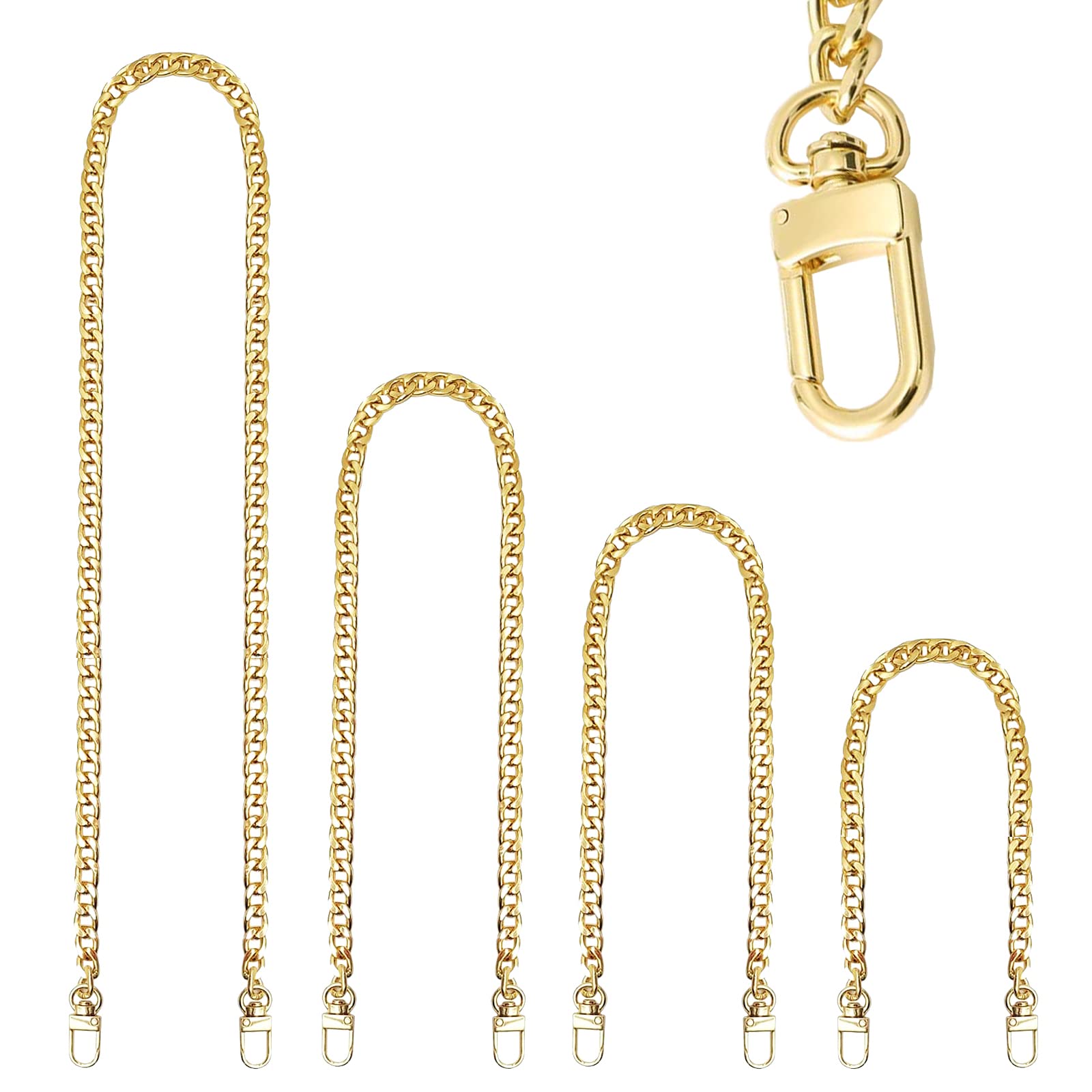 Lot 4 Chaînes Sac Bandoulière Dorées Métalliques - Longueurs 30/60/100/120 Cm - Chaîne De Remplacement Robuste Pour Sacs à Main & Besaces