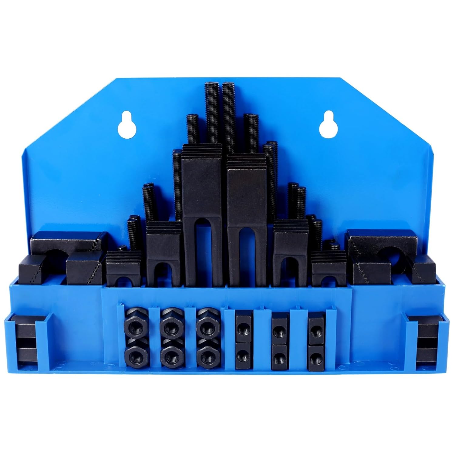 Donext 58Pc Milling Machine Clamping Kit, Tool Steel Clamp Set with T-slot cleaner and Tightening Wrench, 7/16 Table Slot 3/8-16 Stud Size(Blue)