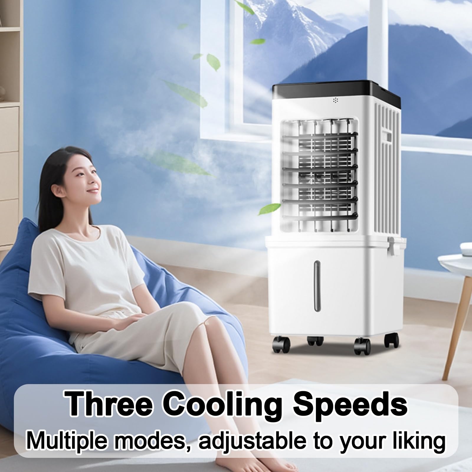 Raffrescatore Evaporativo con Doppio Serbatoio Dell'acqua da 15 L, Condizionatore Portatile con Timer da 7,5 Ore per Casa, Ufficio