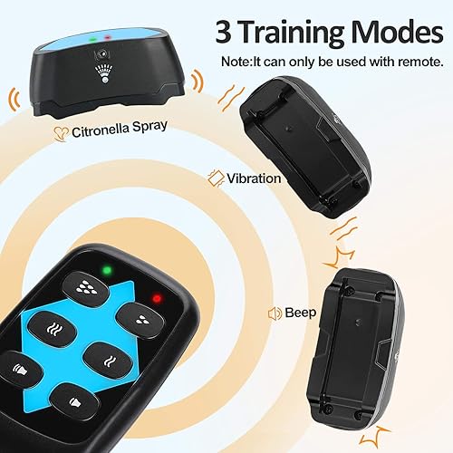 Miniatura 2 de Collar de entrenamiento para perros de citronela con control remoto (no puede funcionar automáticamente), 3 modos de pulverización, vibración,