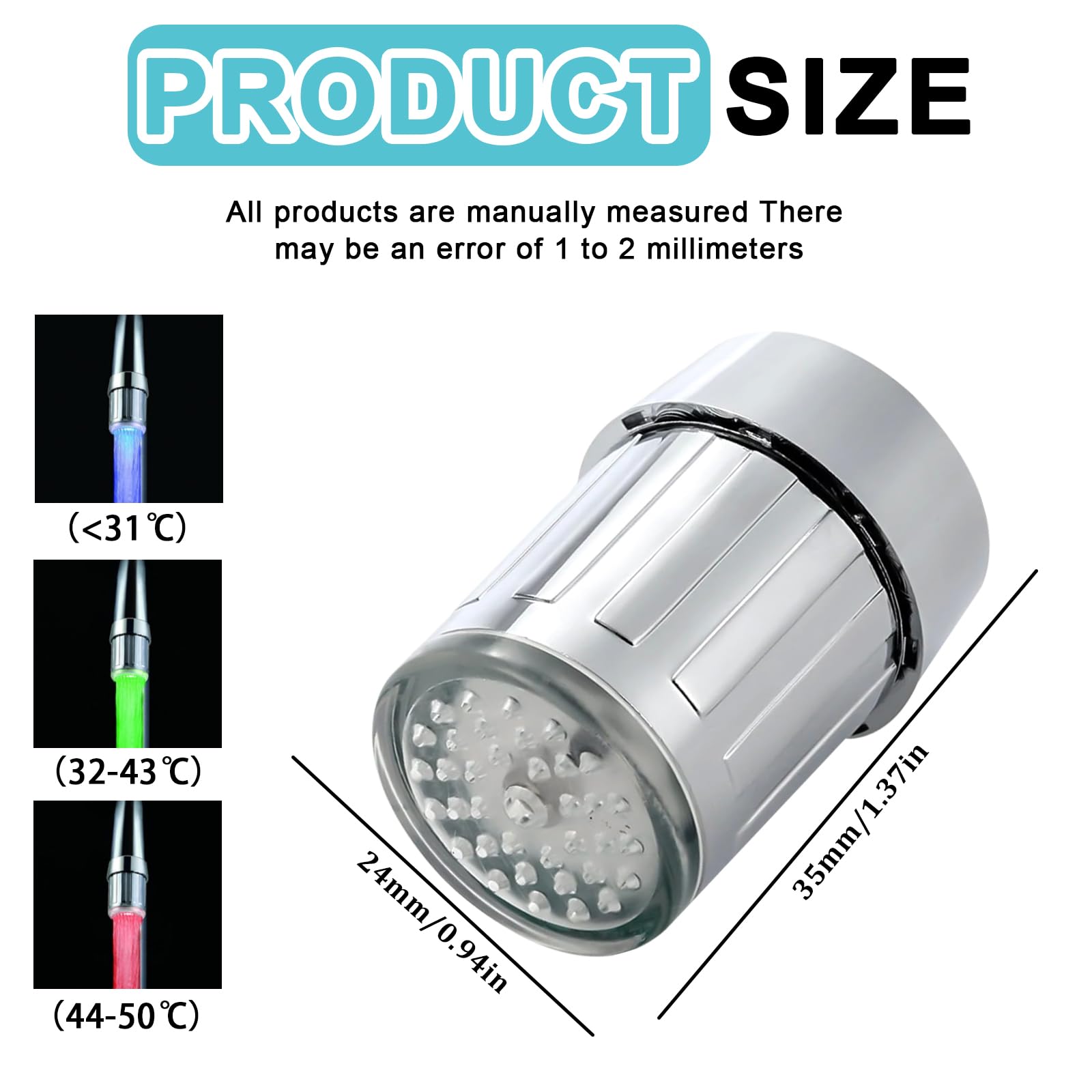 Rubinetto LED colorato 4 pezzi 3 colori sensibile alla temperatura per bagni e cucina
