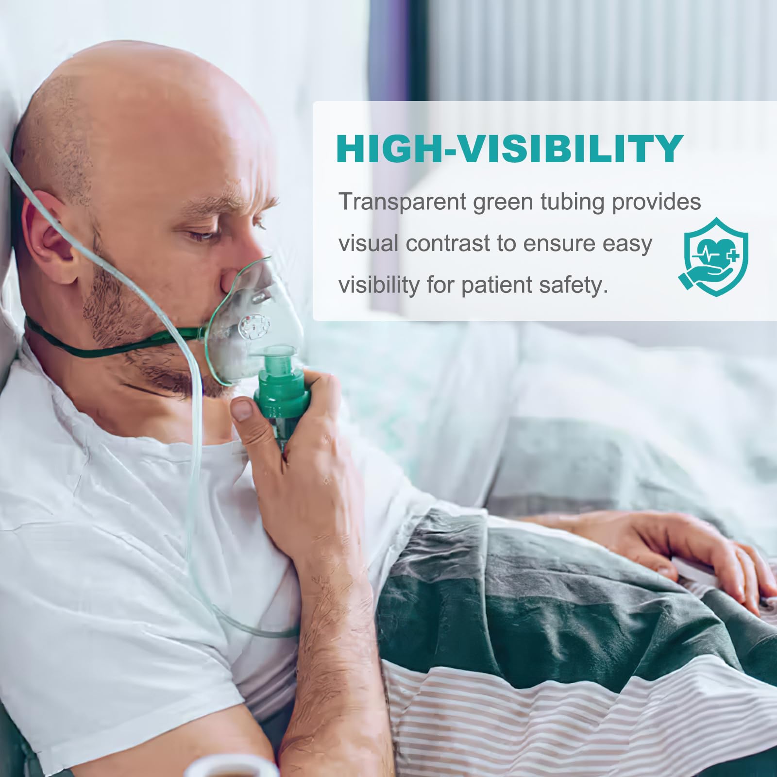 Confezione da 3 tubi per ossigeno, 50 m, colore verde, resistenti agli urti, non si attorcigliano, resistenti, interfaccia universale, confezionati singolarmente