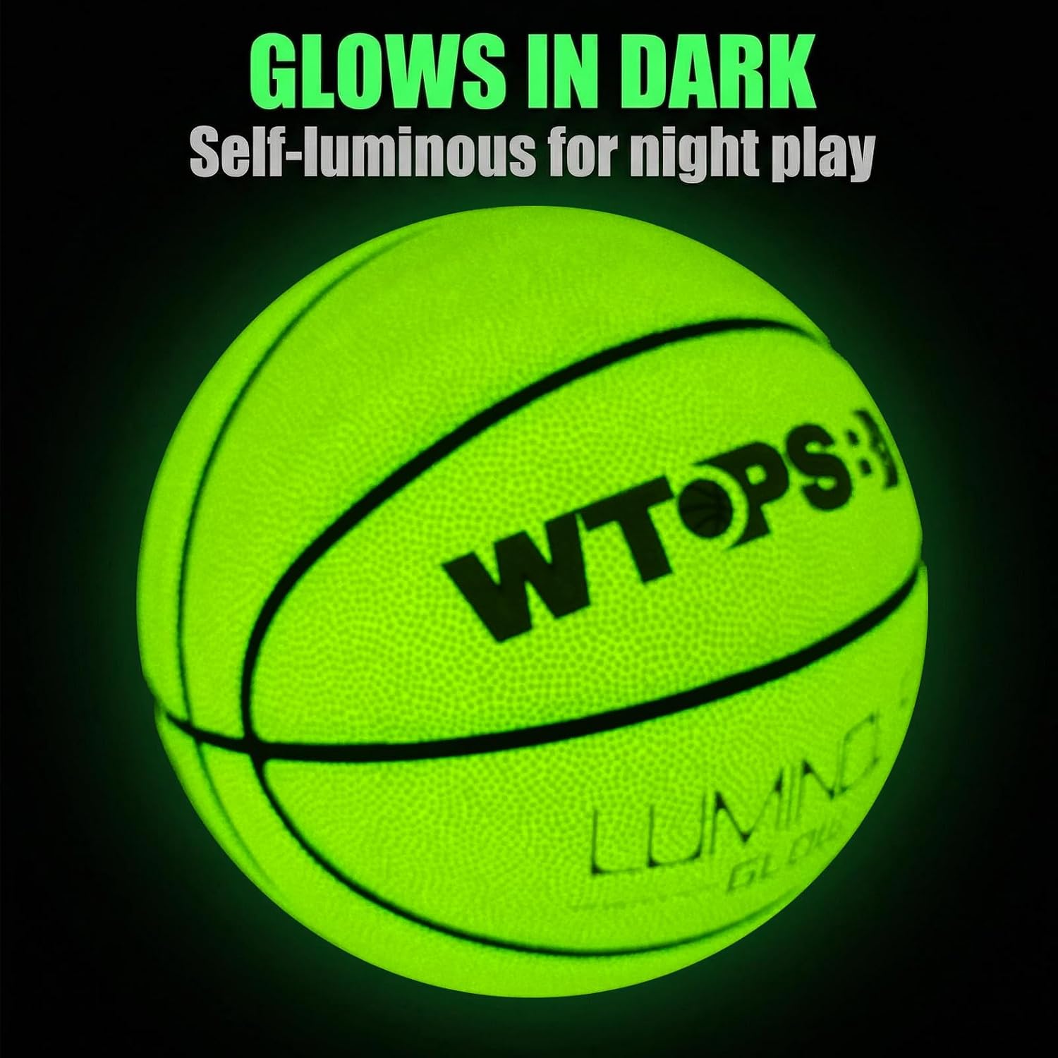 Glow in The Dark Basketball Blue, Cool Glowing Luminous Basketball with Pump and Bag Indoor Outdoor PU Leather Basketballs Size 5/6/ 7