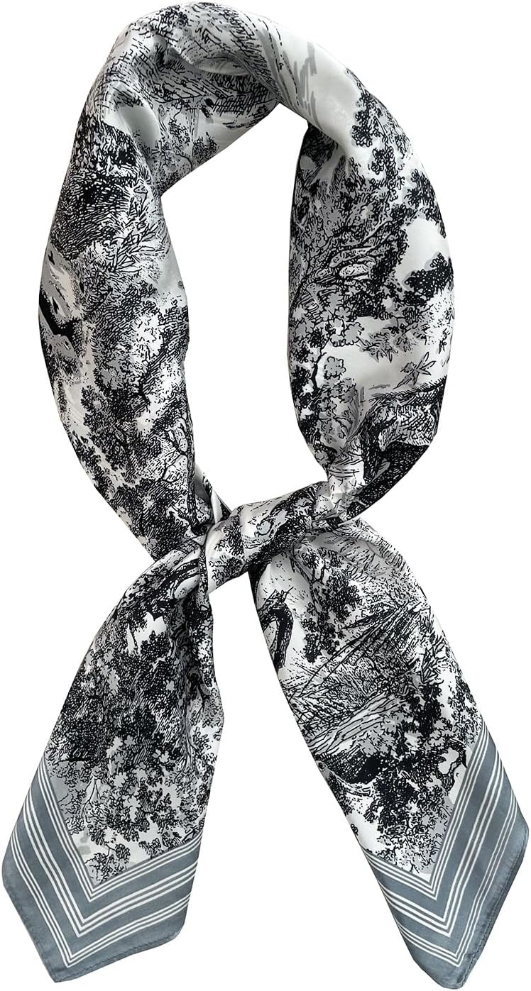 JERLA Women's satin square silk like scarf Fashion pattern large hair scarf wrap headscarf 35" x 35"