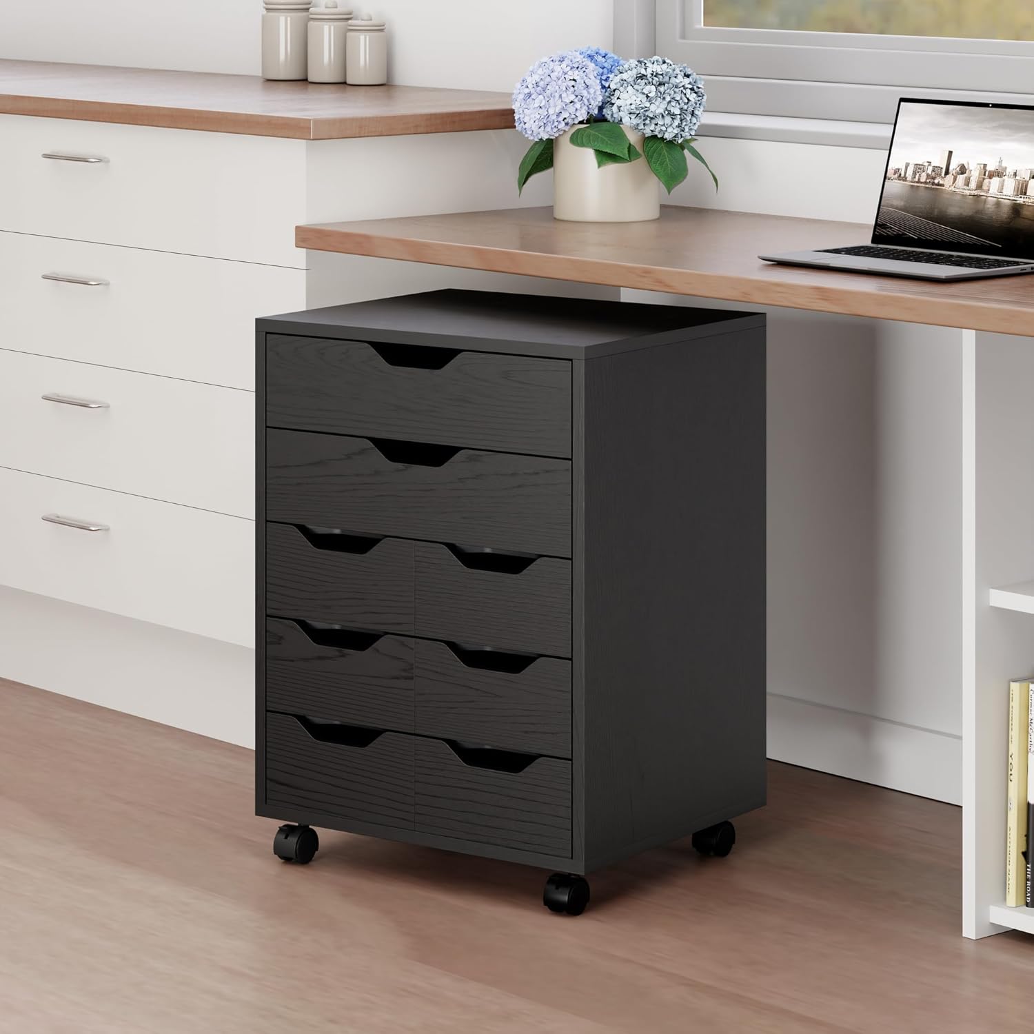 Winsome Norfolk Cabinet with 2 Drawers and 6 Bins in Black Finish - Image 2