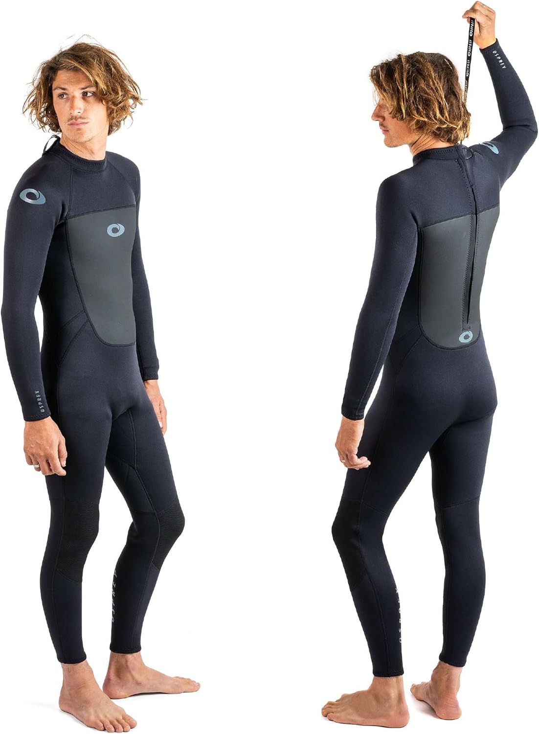 Osprey Mens Wetsuit Full Length 3mm Surfing Wetsuit, Winter Wetsuit, Adult Neoprene Surfing Diving Wetsuit, Black
