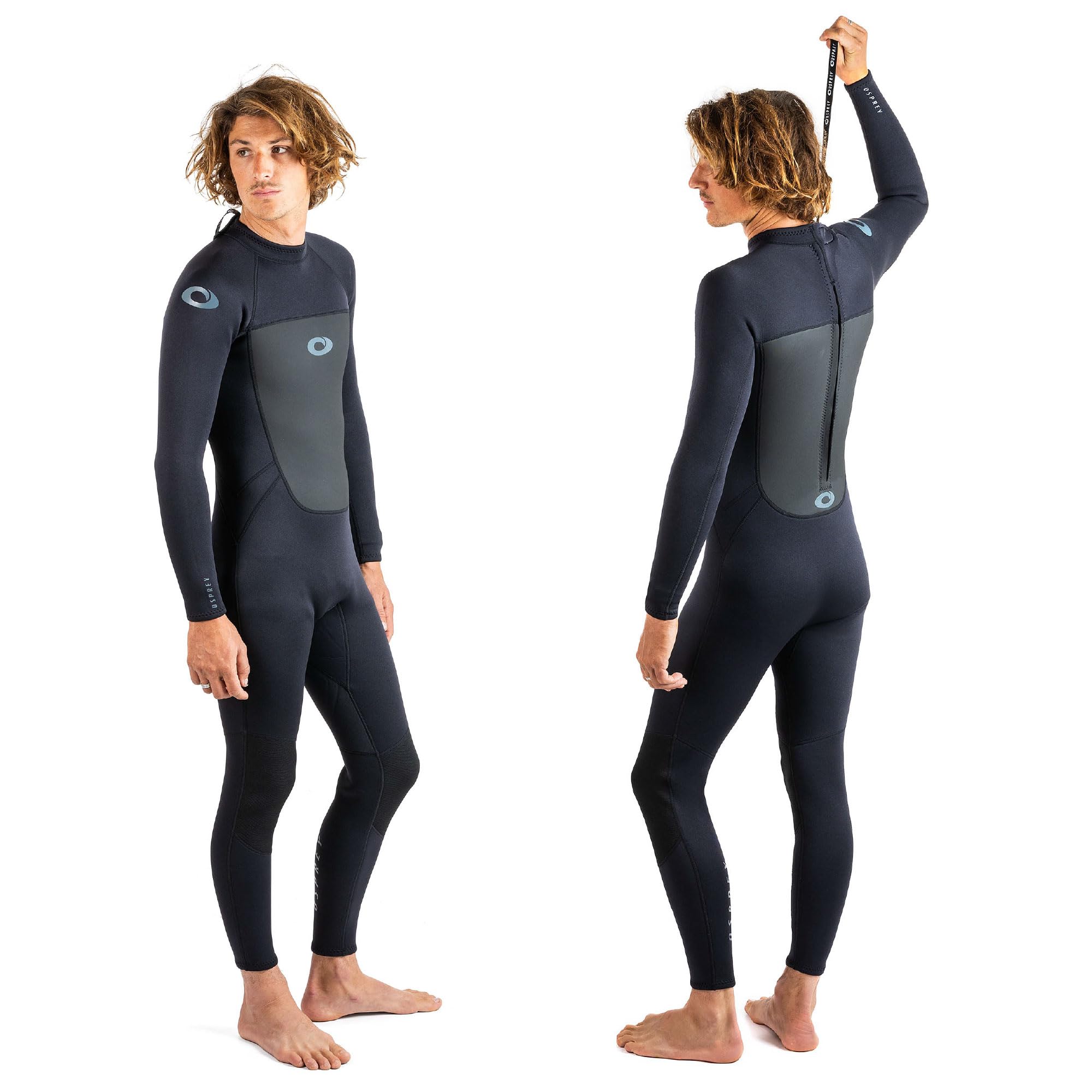 Osprey Men's Full Length 3mm Wetsuit for Surfing and Diving - Winter Adult Neoprene Suit, Black