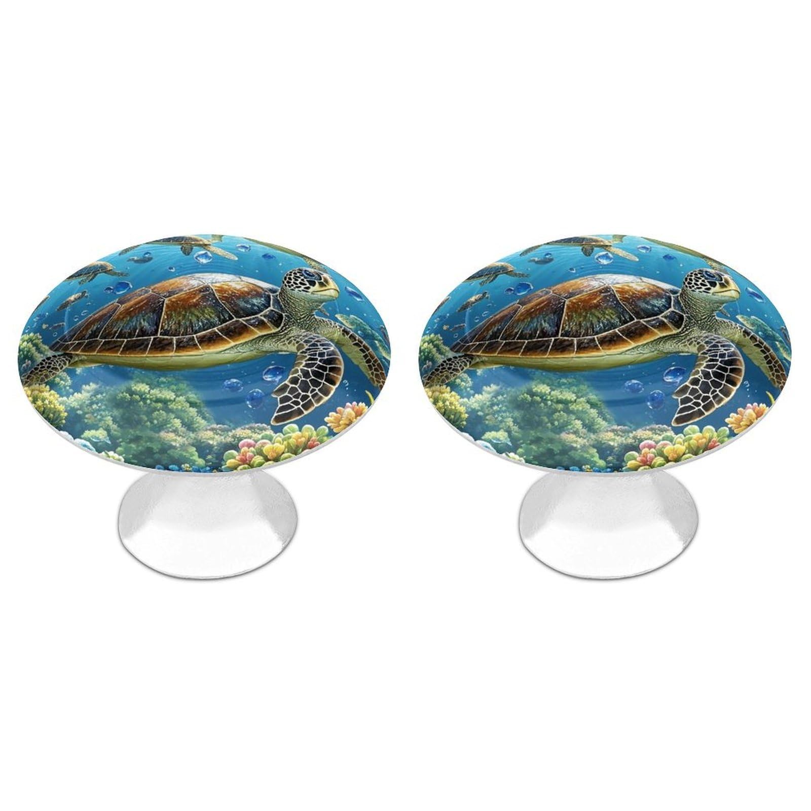 FekiLoot Sea Turtles Diamond Painting Cabinet Knob Kitchen Drawer Knob Stainless Steel Round Drawer Pulls Modern Cabinet Hardware Vintage Dresser Drawer for Kitchen Bathroom Closet Dresser Cabinets