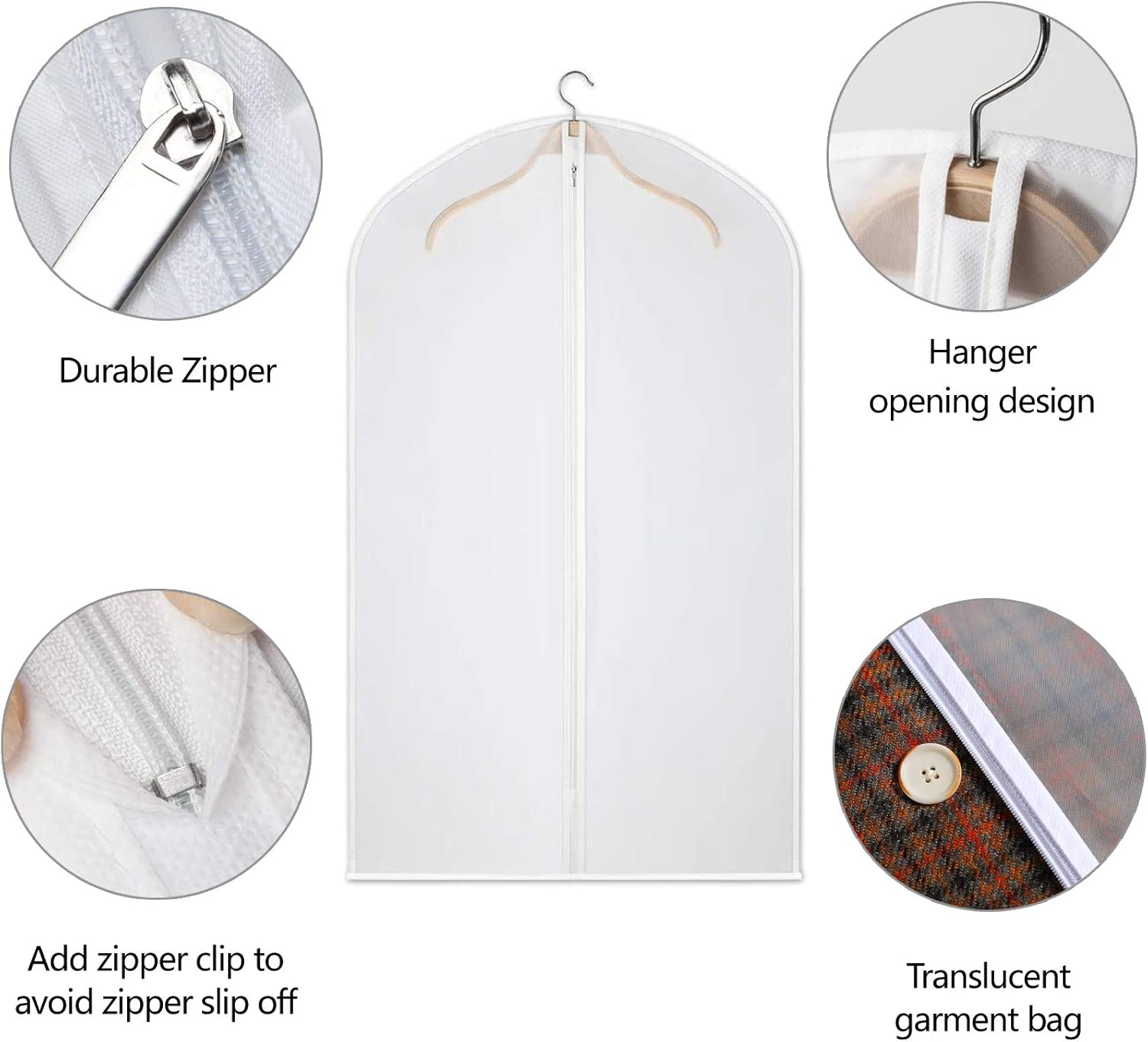 Perber Hanging Garment Bags Clear Suit Bag (Set of 12) Lightweight Dust-Proof Clothes Cover Bags with Full Zipper for Closet Storage and Travel -24'' x 32''/12 Pack : Everything Else