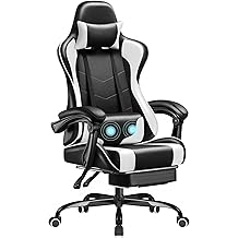 Homall Gaming Chair, Video Game Chair with Footrest and Massage Lumbar Support, Ergonomic Computer Chair Height Adjustable with Swivel Seat and Headrest (White)