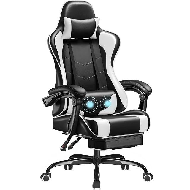 Homall Gaming Chair Video Game Chair with Footrest and Massage Lumbar Support Ergonomic Computer Chair Height Adjustable with