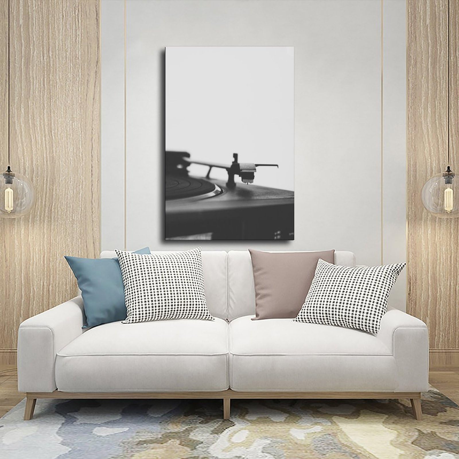 Giradischi in vinile bianco e nero, decorazione artistica musicale, poster per camera da letto, decorazione per ufficio, stanza, regalo, 61 cm L x 91,4 cm W
