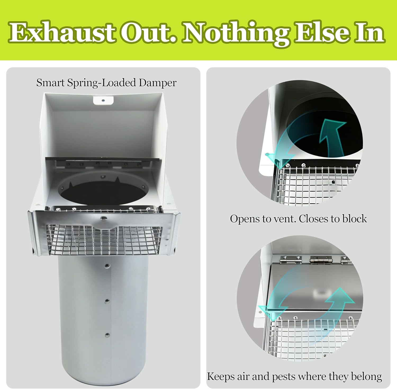 4 Inch Dryer Vent Cover Outside Hooded Wall Vent with Screen and Damper Dryer Vent Cover Outside,External Extractor Wall Vent Hood for House Kitchen Range Hood Air Ventilation, White