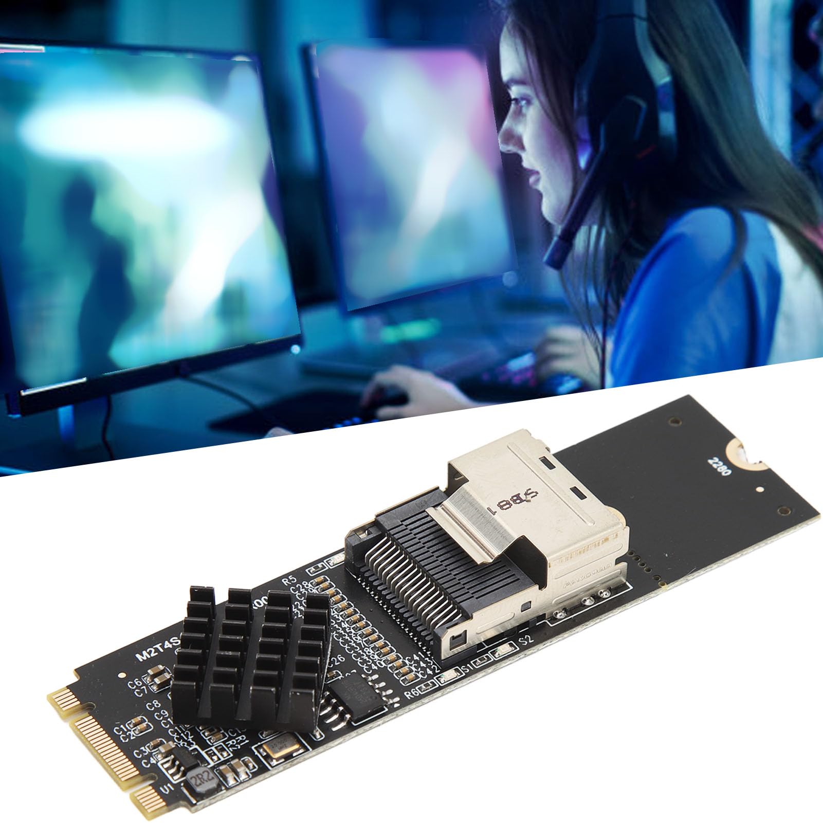 Annadue M.2 NVME zu SFF 8087 SATA3.0 Erweiterungskarte, 4 Port 6 Gbit/s Hochgeschwindigkeits-Erweiterungscontrollerkarte mit ASM1064 Controller Chip für für für Linux