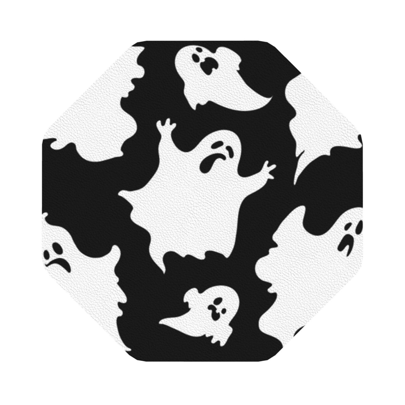 Halloween Goth PU Leather Coasters Set of 6 Octagon Drink Coasters