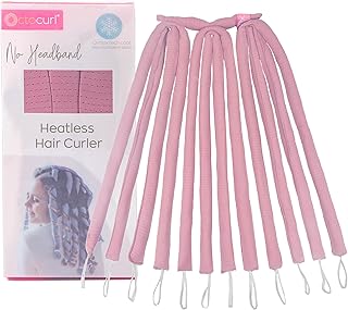 Octocurl No Headband Heatless Hair Curler – Soft Octopus Curling Wrap for Overnight Curls, Spiral, Loose, Beach Waves, Damage-Free Styling for Long Hair (QMax - Mauve)