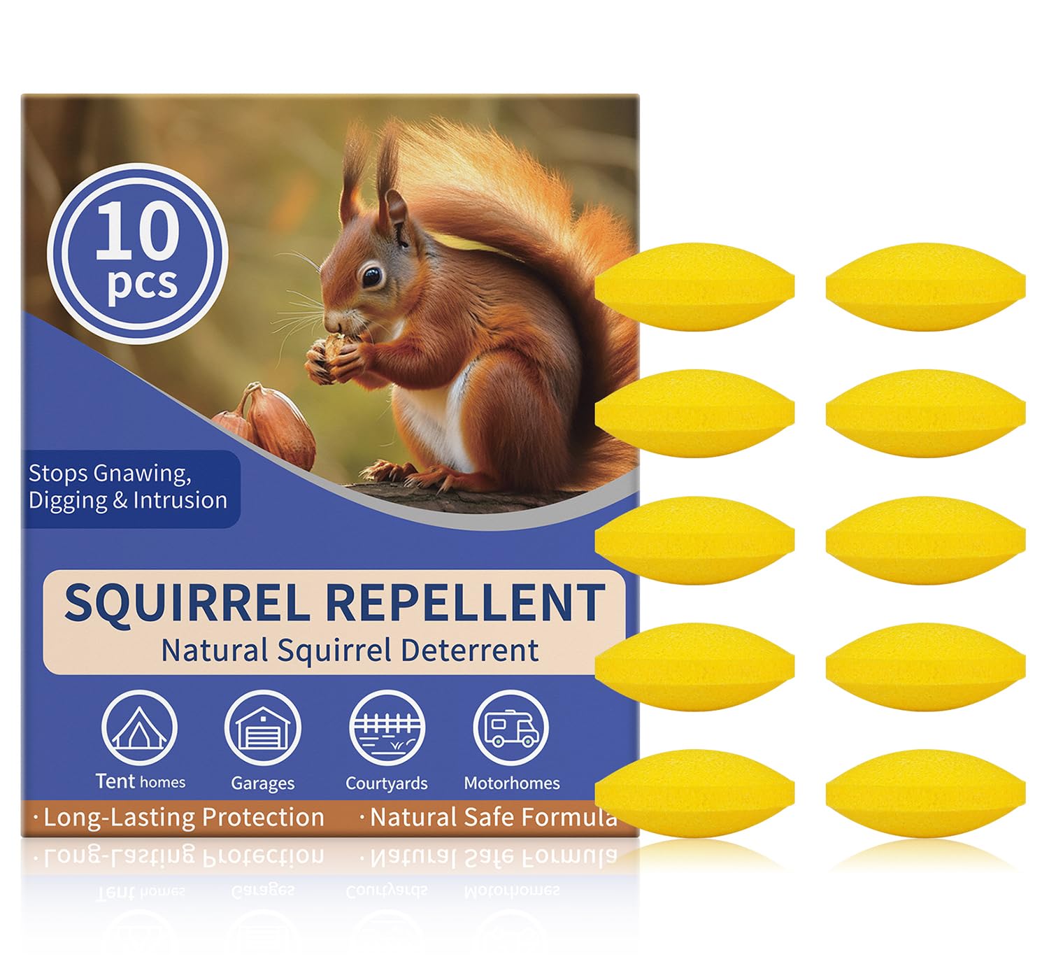 Squirrel Repellent - 10 Pack Squirrel Deterrent with for Easy Hanging, Protects Gardens, Attics, Camping, Lofts, Orchard & Bird Feeders
