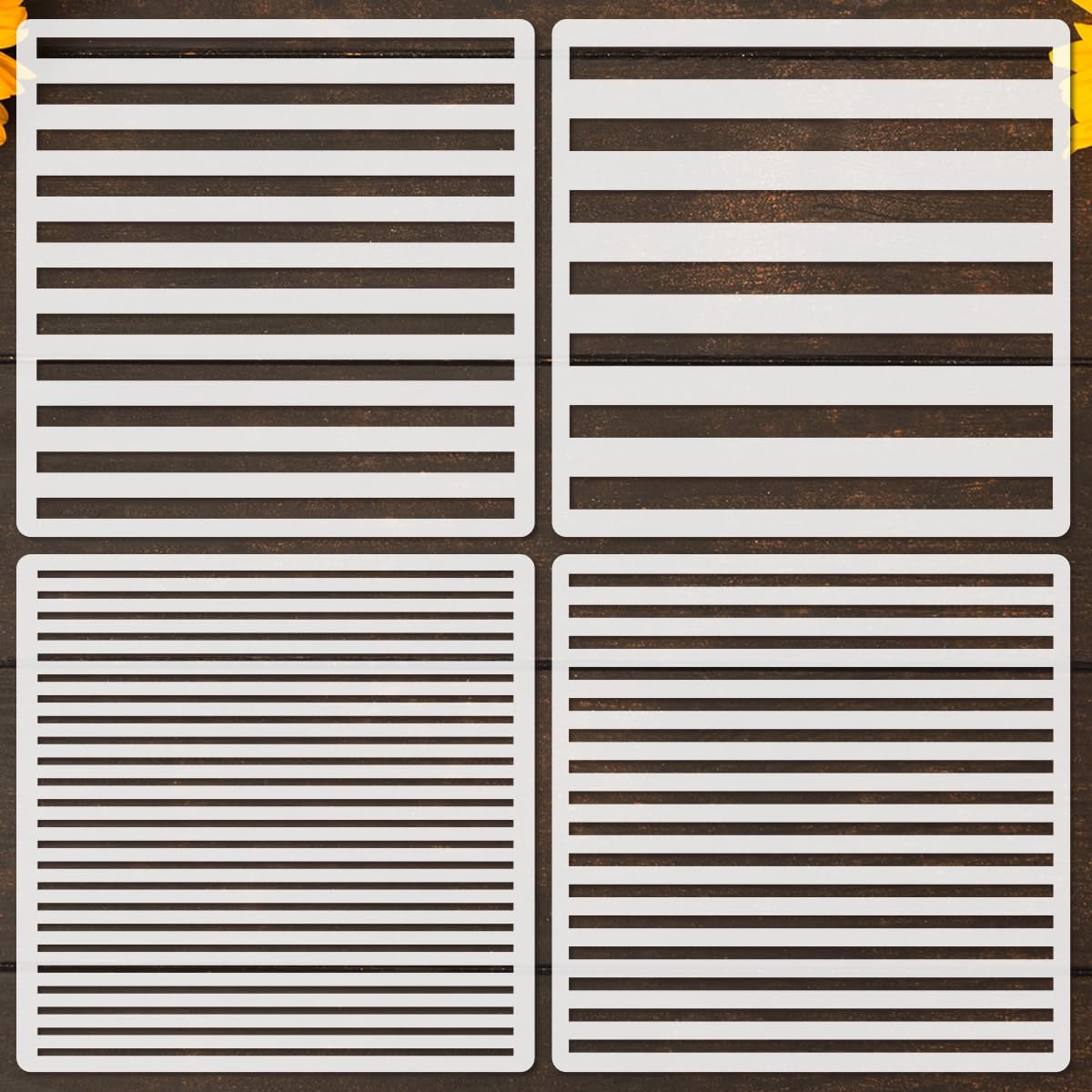 4pcs Reusable Mylar Plastic Stripe Templates, 6 * 6 inch Geometric Stencils, Four Styles of Stripes. DIY Stencils, Craft Hollow Boards, Suitable for Home Decoration, Clothing, Wood, Canvas, Wall
