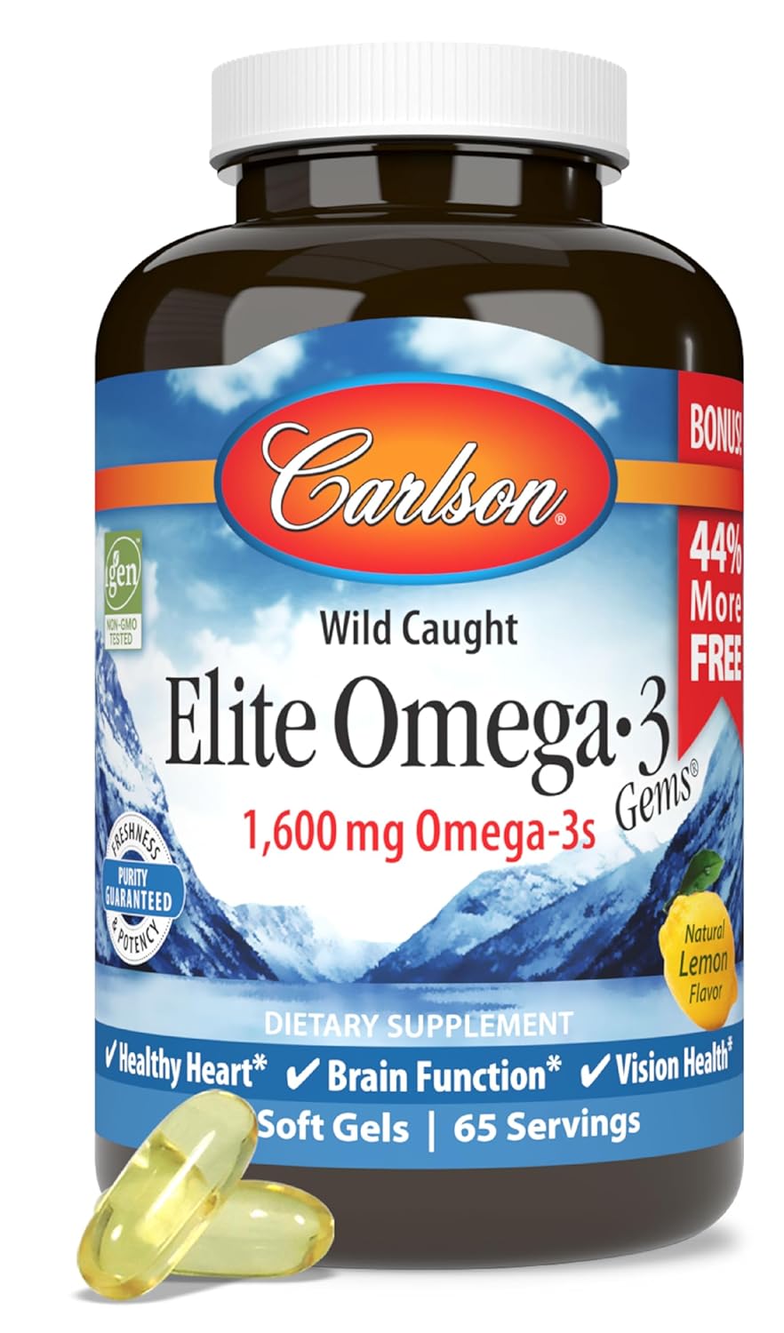 Carlson - Elite Omega-3 Gems, 1600 mg Omega-3 Fatty Acids Including EPA and DHA, Norwegian, Wild-Caught Fish Oil Supplement, Sustainably Sourced Omega 3 Fish Oil Capsules,... 1 Carlson - Elite Omega-3 Gems, 1600 mg Omega-3 Fatty Acids Including EPA and DHA, Norwegian, Wild-Caught Fish Oil Supplement, Sustainably Sourced Omega 3 Fish Oil Capsules,...