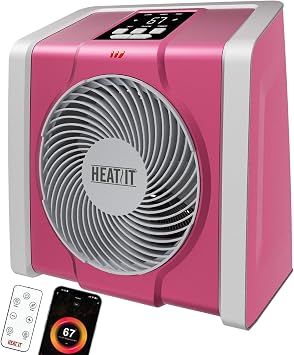 HEATIT Space Heater with Remote, Digital Display with Thermostat, Pink