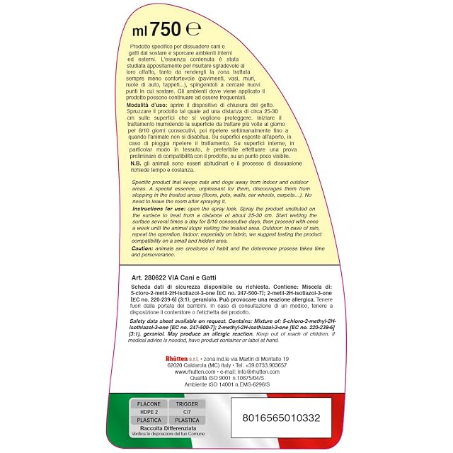 Foto 2 de 2 de Rhutten RHU 280622 Desarrollo de Perros y Gatos, Repelente Spray 750 ml