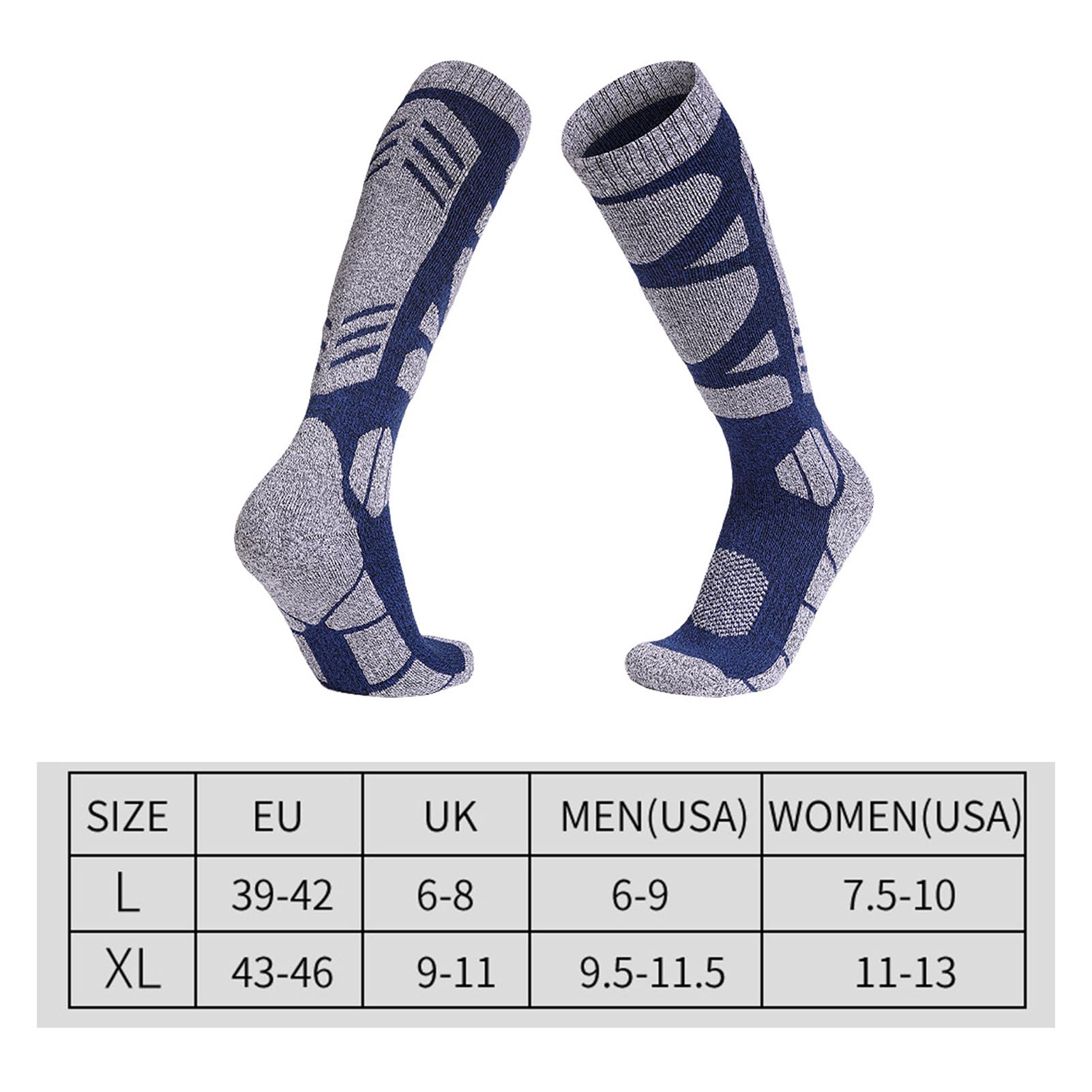 SOUUXIU Winter Ski Socks for Men Breathable Warm Knee High Socks for Snowboarding Ice Fishing Skating Mountaineering