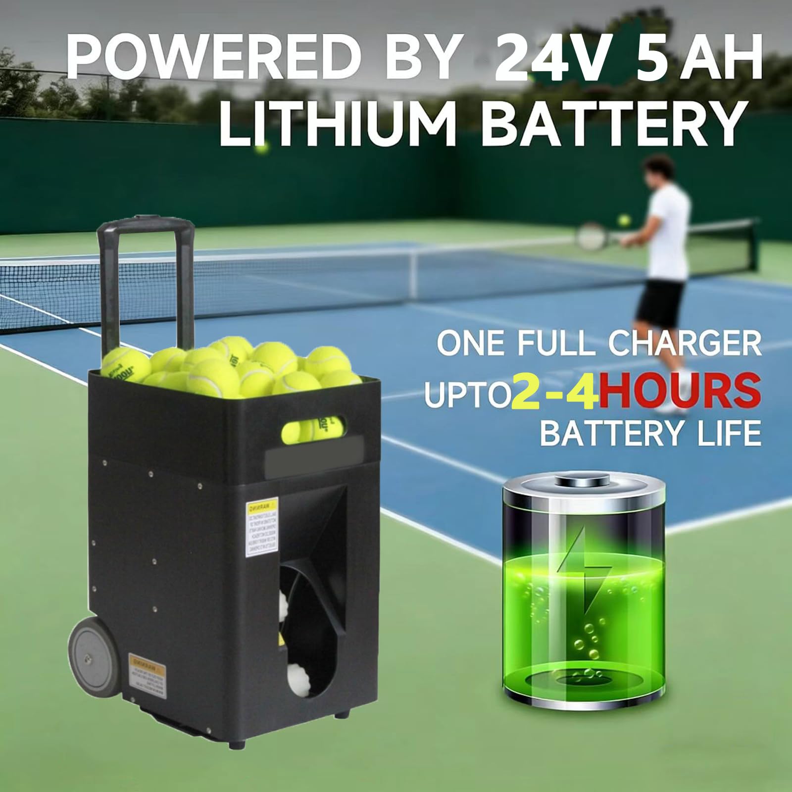 Macchina Lancia-Palline da Tennis per Allenamento, Lancia-Palline Automatico, Macchina Multifunzionale per L'Allenamento del Tennis, Controllo Tramite App E Telecomando