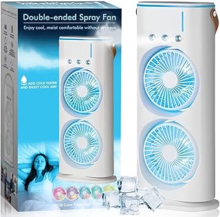 efluky 4000mAh Double Ended Spray Fan, Cold Air, 2025 New 3 Gears USB Rechargeable with LED Light Cooler, Tower Air Coolers & Remote Control,Water Tank,Table fan for Home,Office
