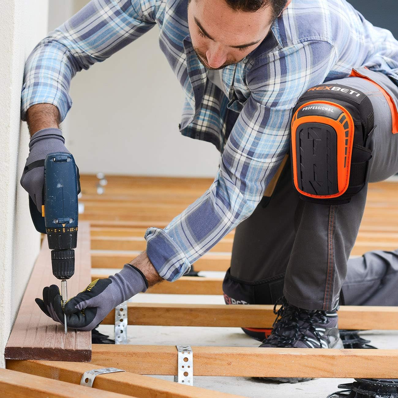 REXBETI Knee Pads for Work, Construction Gel Knee Pads Tools, Heavy Duty Comfortable Anti-slip Foam Knee Pads for Cleaning Flooring and Garden, Strong Stretchable Straps, 1 Pair: Tools & Home Improvement