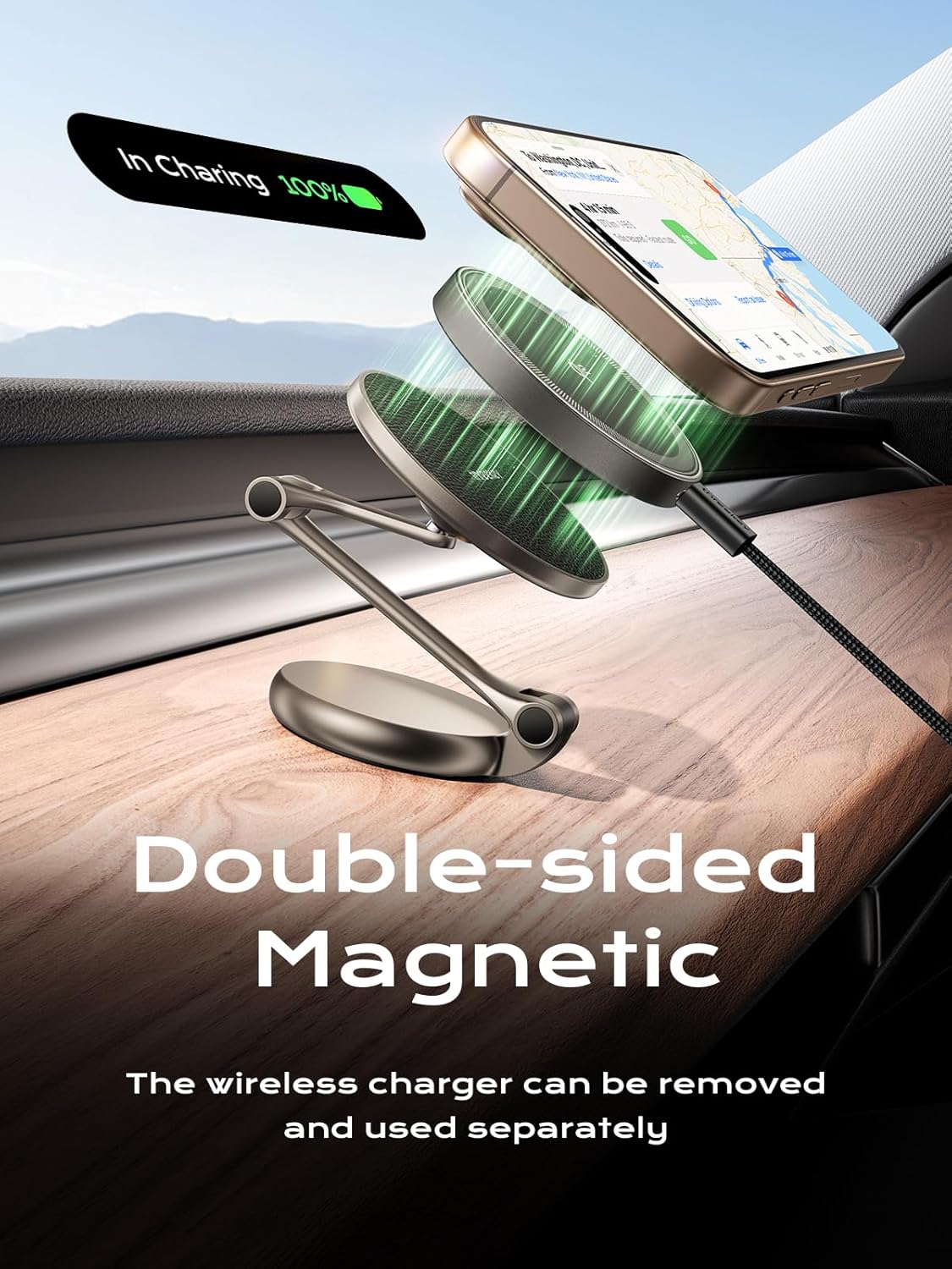 Image showing the magnetic charging pad detaching from the arm