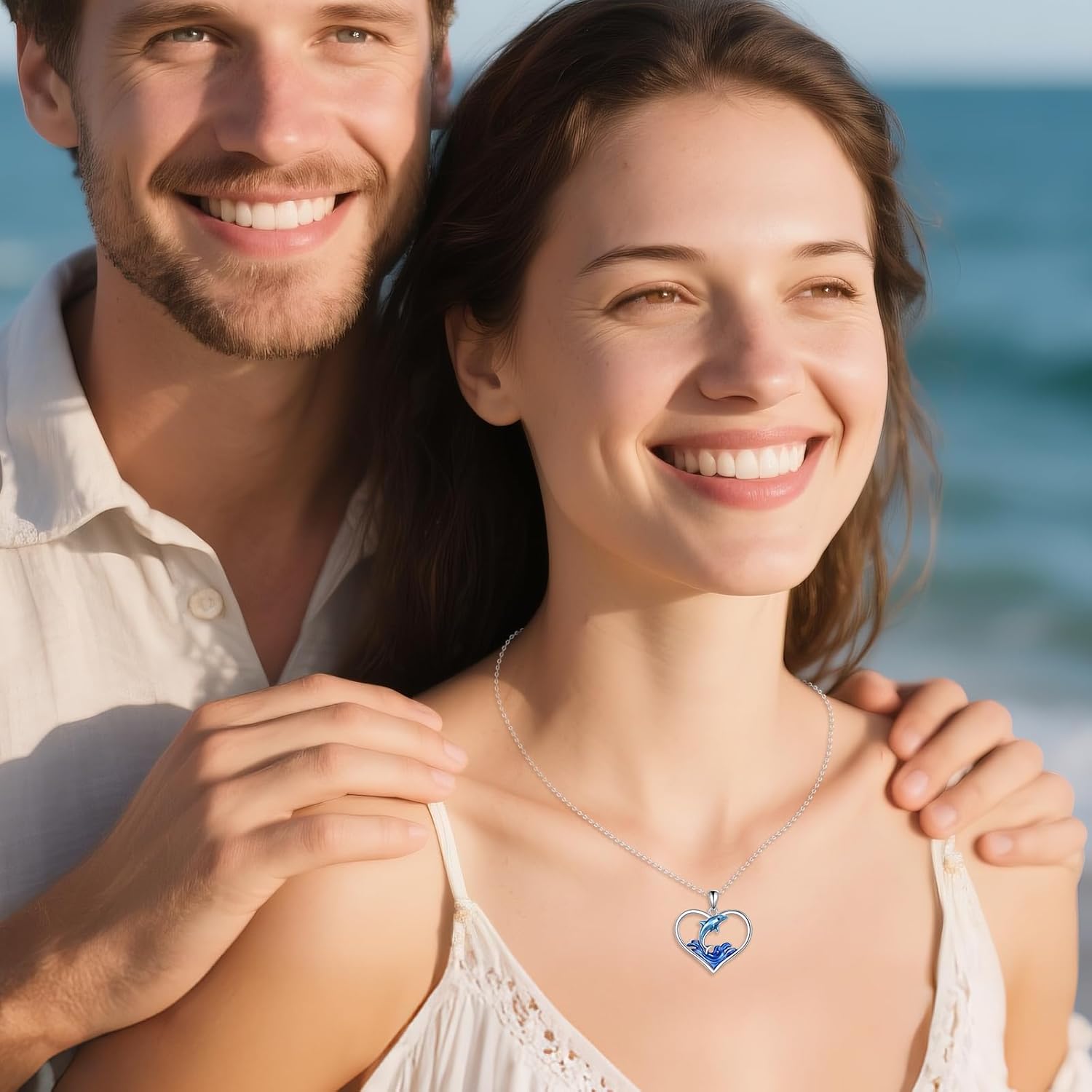 Dolphin Necklace for Women 925 Sterling Silver Dolphin Heart Pendant Ocean Jewelry Mother's Day & Birthday Gifts - Image 3