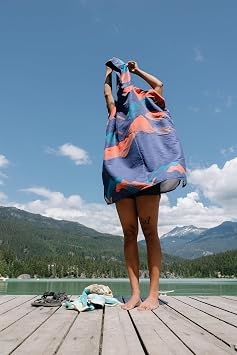PackTowl Lightweight Microfiber Hooded Changing Poncho, Riso Wave, Large/Extra Large