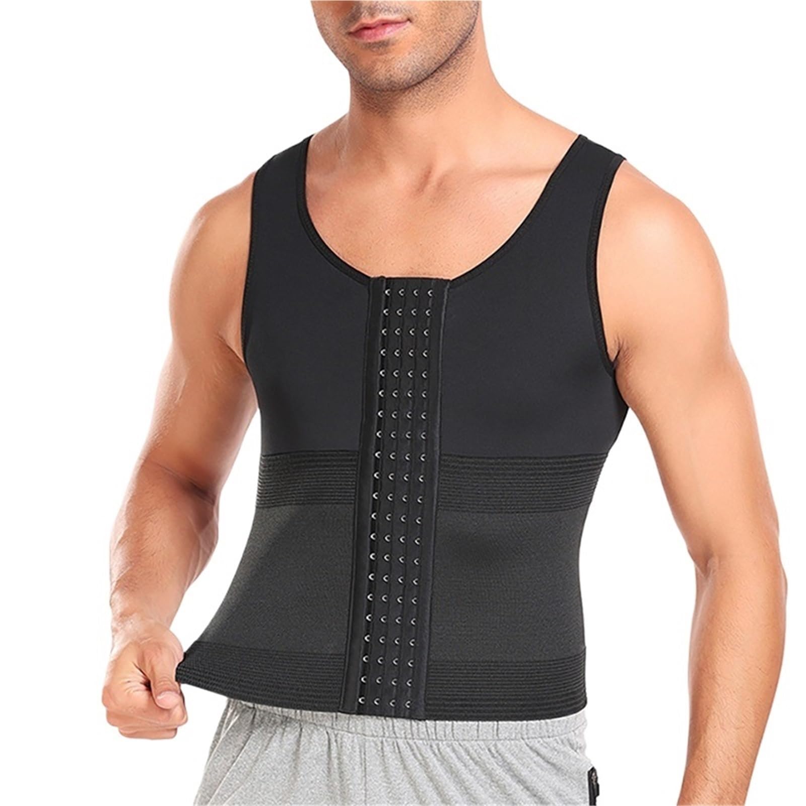 Cinturón Abdominal para Hombre Camiseta sin Mangas Moldeadora de Cintura con Control Abdomen y 4 Filas Ganchos for Hombre. Camisetas compresión for moldear el Cuerpo. Faja Reductora