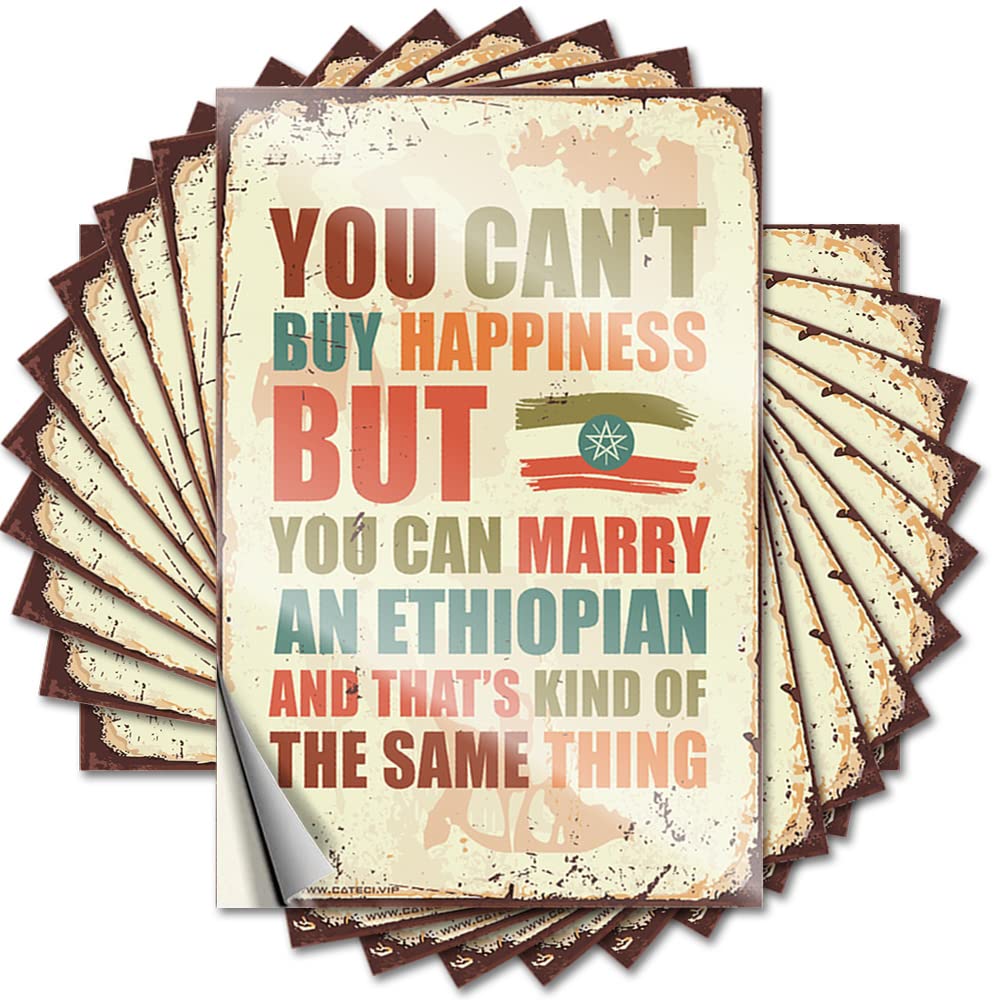 Decal Water Scratch Resistant Decals, Encouragement Matte Print for Phone Case Silicone | Bathroom Gifts Uv Proof Pack You Can't Buy Happiness But You Can Marry an Ethiopian(6X9CM)