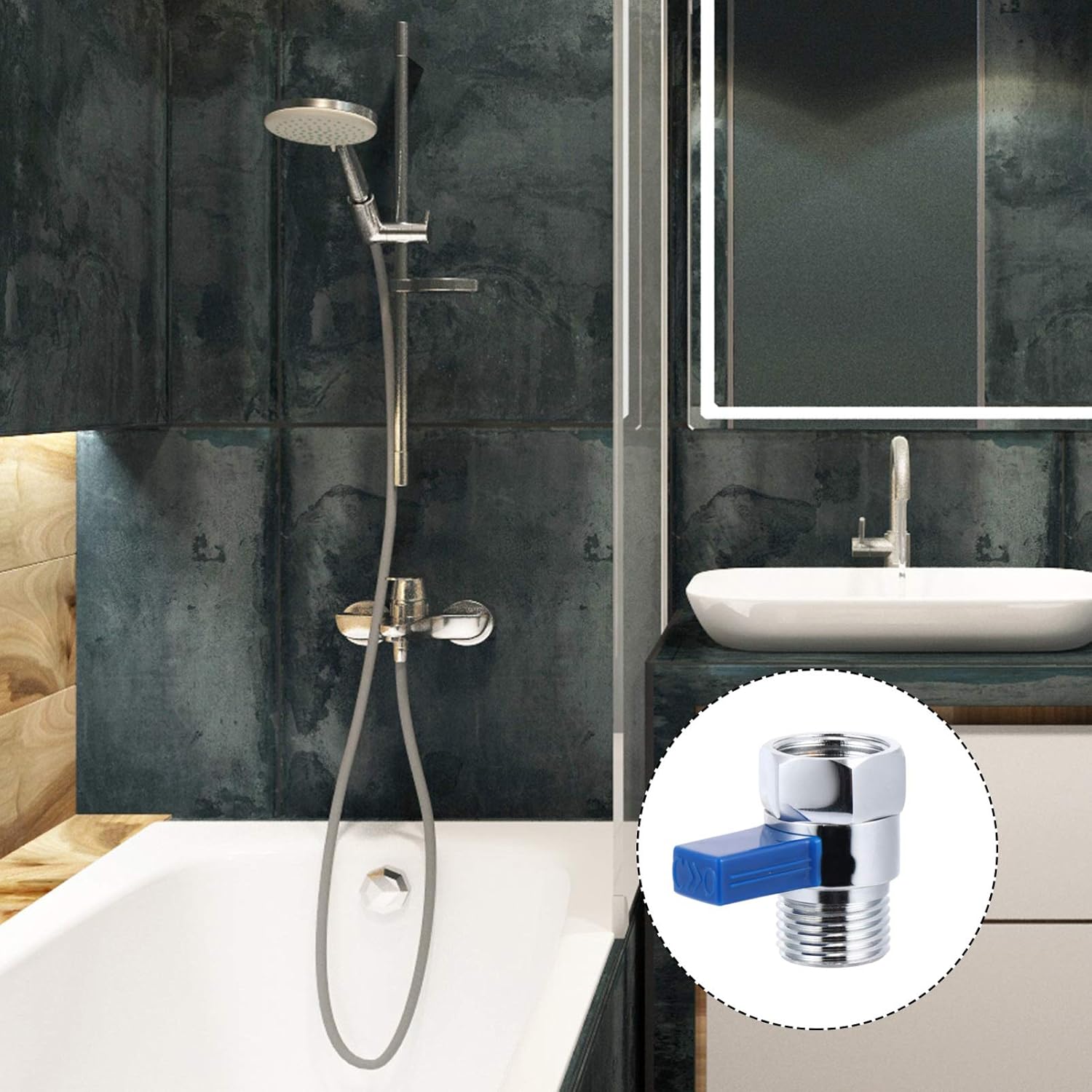 Showerheads Shut Off Valve Brass Shower Head Valve Water Flow Control Water Pressure Regulator Bathroom Valve for Hand Shower Shower Head Bidet Sprayer Showerhead