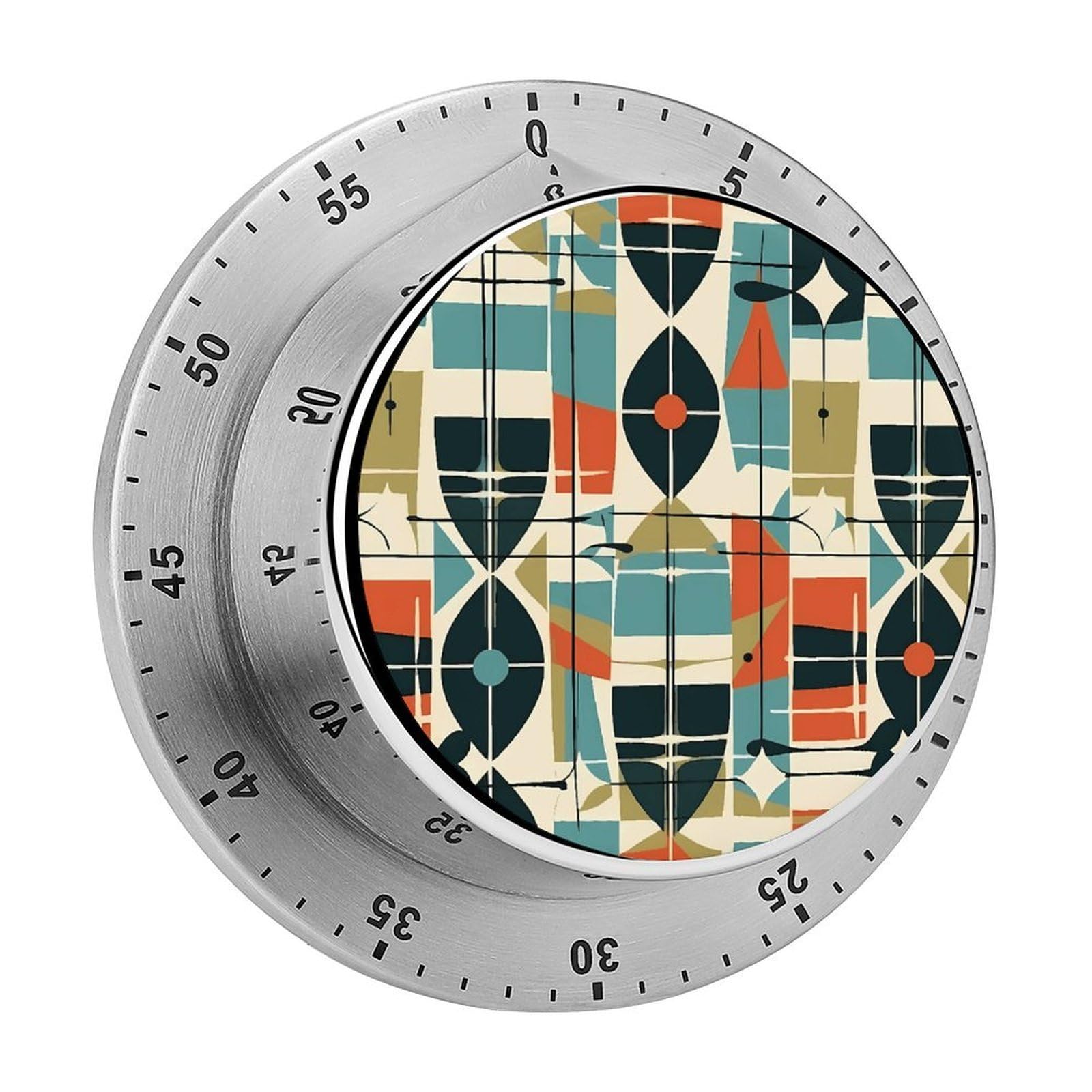 Modern Mid Century Timers Kitchen Chef Cooking Timers Portable Countdown Alarm Loud Countdown Clock Waterproof Stainless Steel Timer Compact 60-Minute Mechanical Timer Daily Use