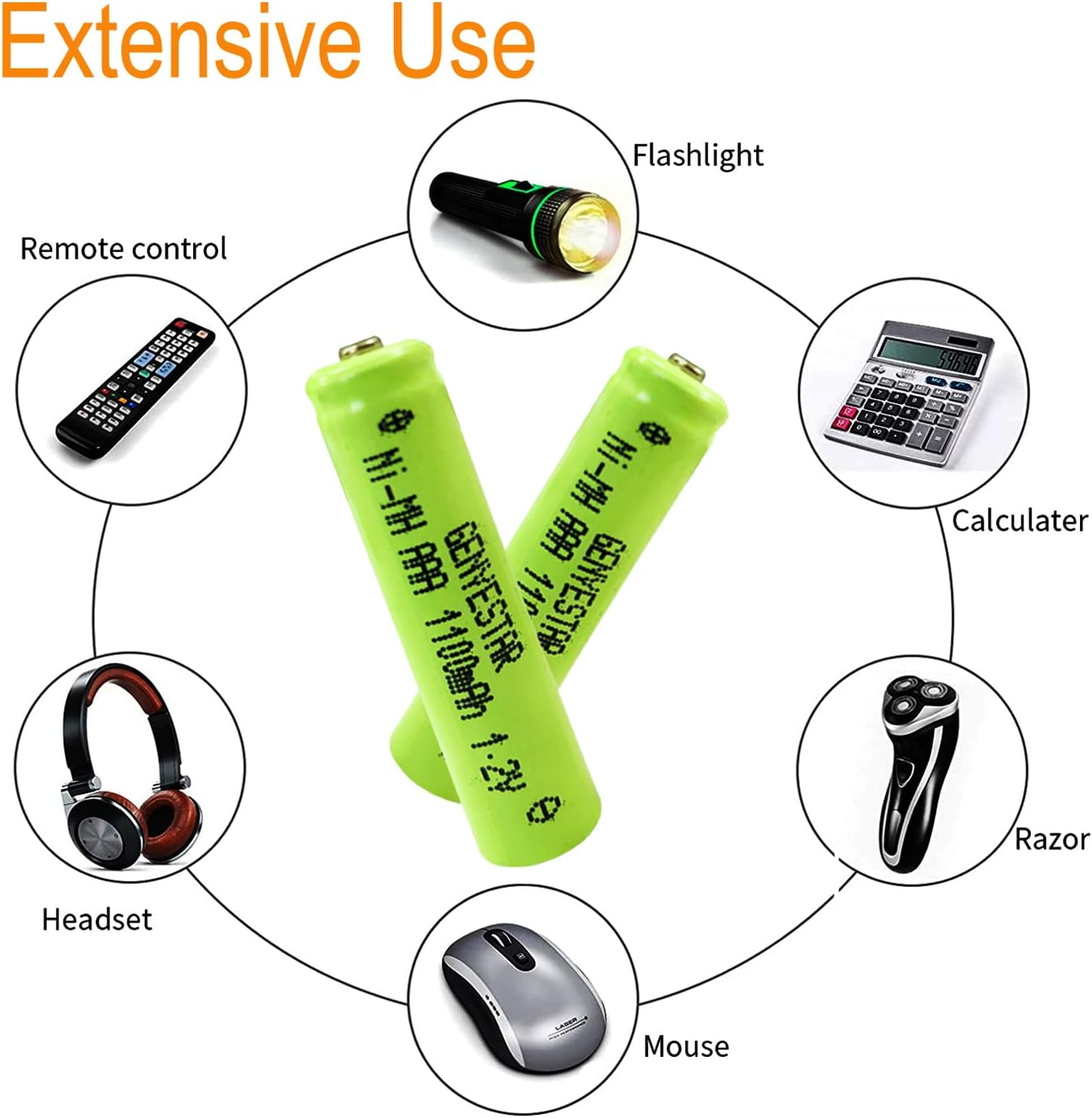 Rechargeable AAA Battery NiMH 1.2V 1100mAh 16 Pack Triple A Solar Batteries for Lantern Keyboard Lamp Solar Light : Health & Household