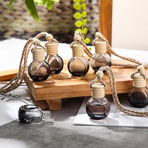 Vista 24 de BBTO - Ambientador colgante para automóvil, 50 unidades, botella difusora de vidrio, vacía, para perfume, para aceites esenciales, fragancias