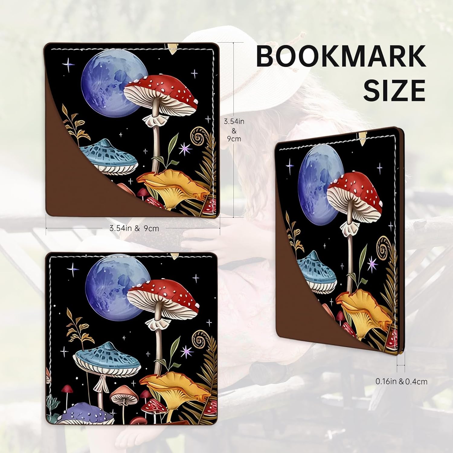 2 Pack Mushroom Leather Book Corner Bookmark, Durable Handmade Reading Accessories - Gifts for Readers, Women, Men, Teachers, Students - Image 3
