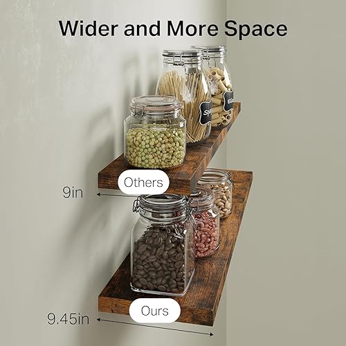 Miniatura 6 de BAYKA Estantes flotantes, 36 pulgadas de largo, estantes de madera rústica montados en la pared para baño, dormitorio, sala de estar, cocina, B.